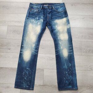 Cult of Individuality Mens Blue Distress 36x34 Selvedge Denim Japanese Jeans